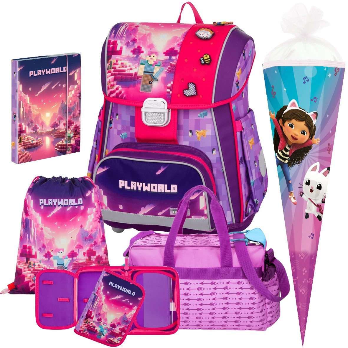 OXYBAG Schulranzen 1.Klasse Mädchen in unterschiedlichen Sets (6-tlg)