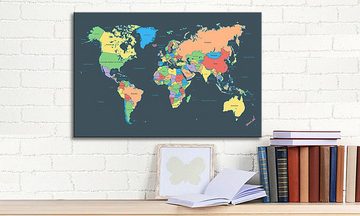 WandbilderXXL Leinwandbild Colorful Map, Weltkarte (1 St), Wandbild,in 6 Größen erhältlich