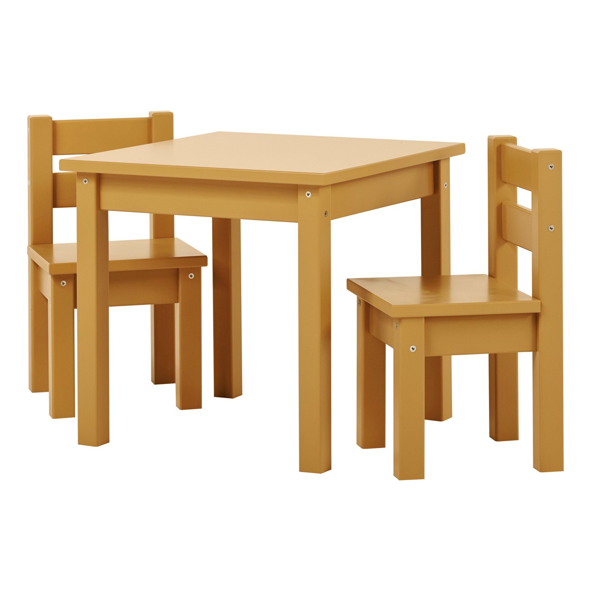 Hoppekids Kindersitzgruppe Mads Tisch mit 2 Stühlen Kiefer massiv & MDF Gelb