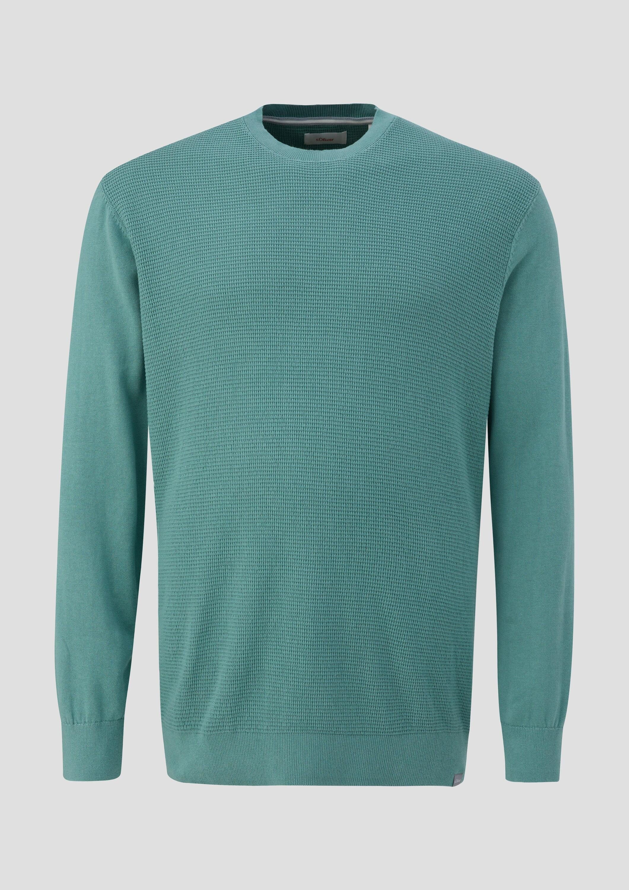 s.Oliver Longpullover Strickpullover Strickpullover mit Waffelpiqué-Muster