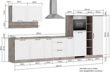 Kochstation Küche KS-Lana, 380 cm breit, wahlweise mit oder ohne E-Geräte