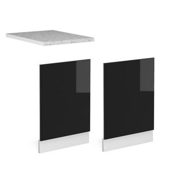 Vicco Blende Geschirrspülblende+Arbeitsplatte R-Line Weiß Schwarz Hochglanz 45 cm, Zubehör für teilintegrierte Geschirrspüler