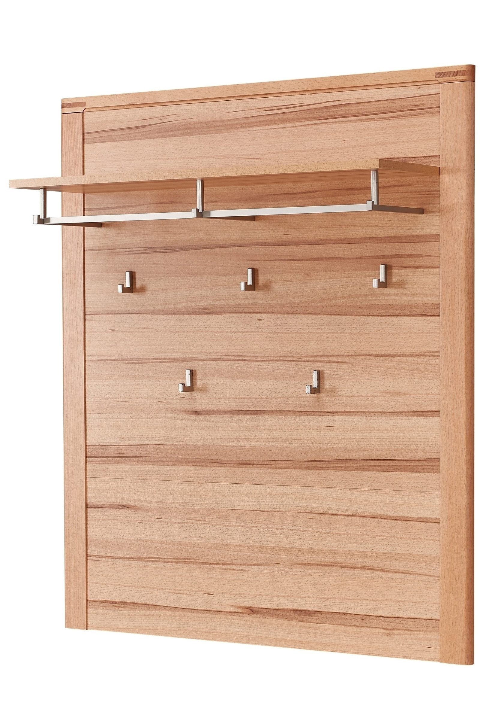 Innostyle Garderobenpaneel 5 Haken, Ablage-Boden, FSC Kernbuche teilmassiv - 90x110x29cm (B/H/T)
