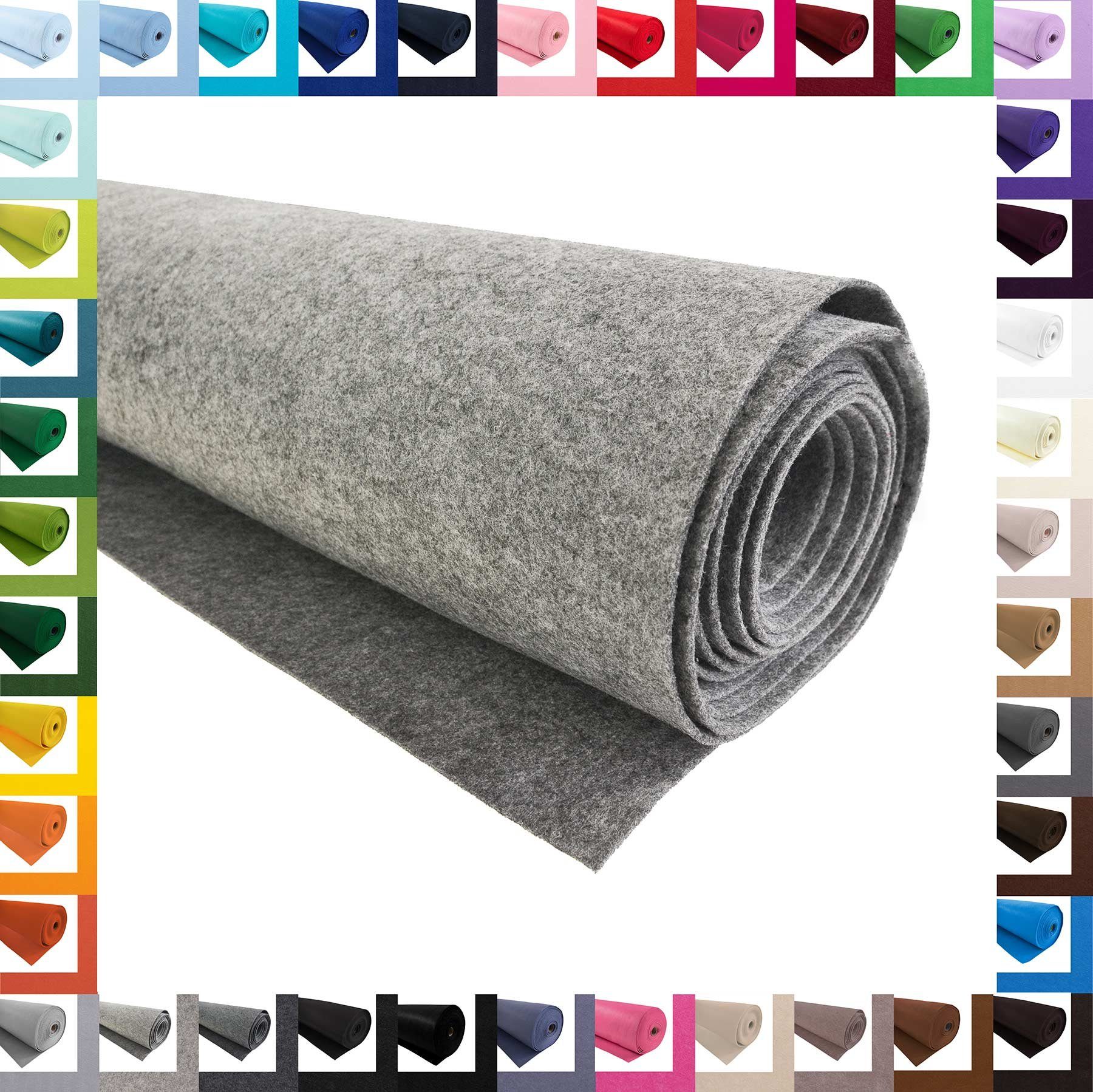 maDDma Stoff Bastelfilz 1m Meterware Filz 90cm x 1,5mm Dekofilz Taschenfilz, grau meliert