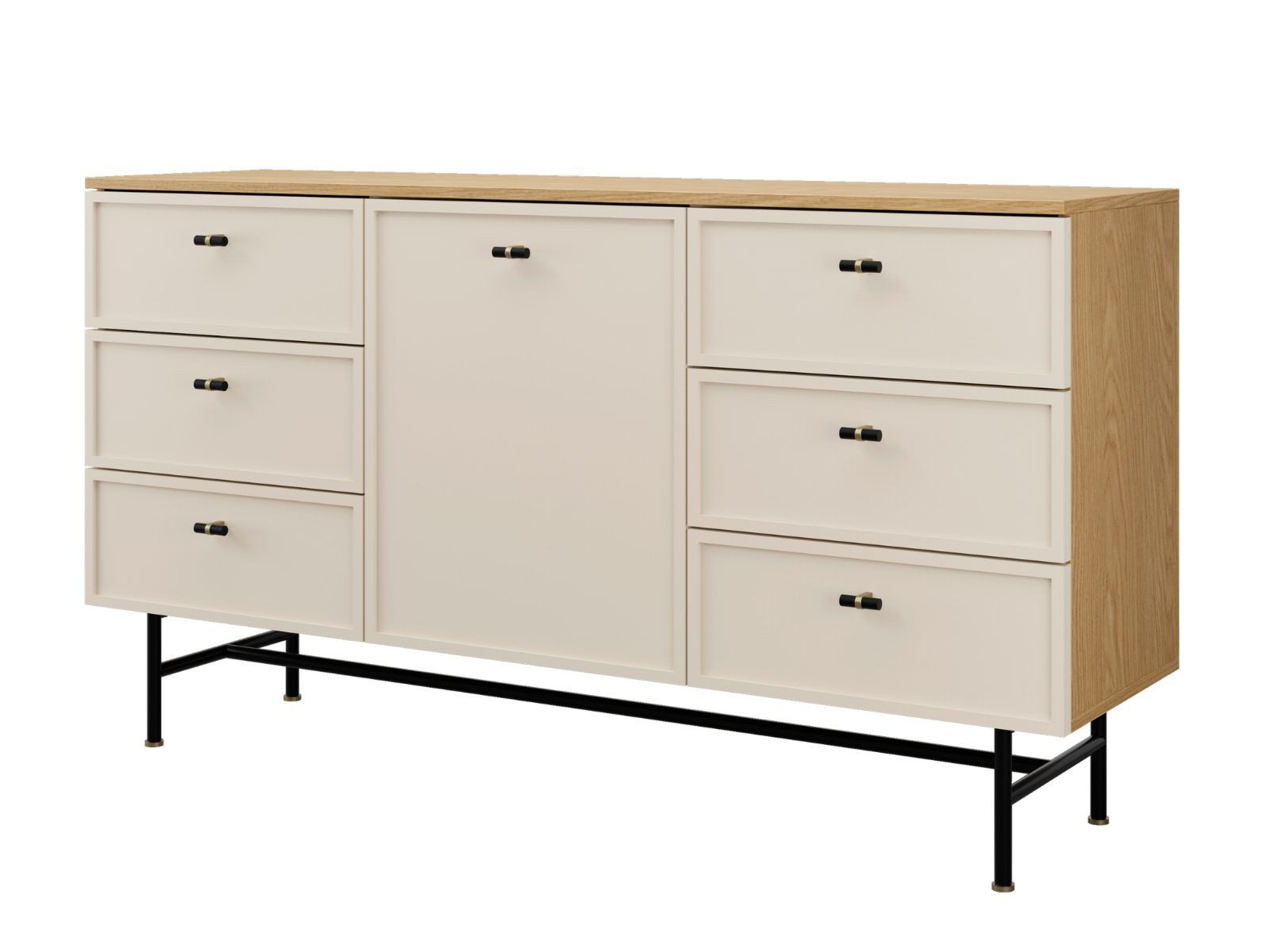 Compleo Schubkastenkommode mit 6 Schubladen, Sideboard japandi stil, MADE IN EU, Modern Wohnzimmer, Breite: 150 cm