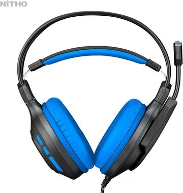 NITHO Gaming-Headset (Gaming Headset für Kopfhörer mit Bügelmikrofon, USB Head-Set, Gaming headset kopfhörer mit bügelmikrofon treiber leichtem kopfband)