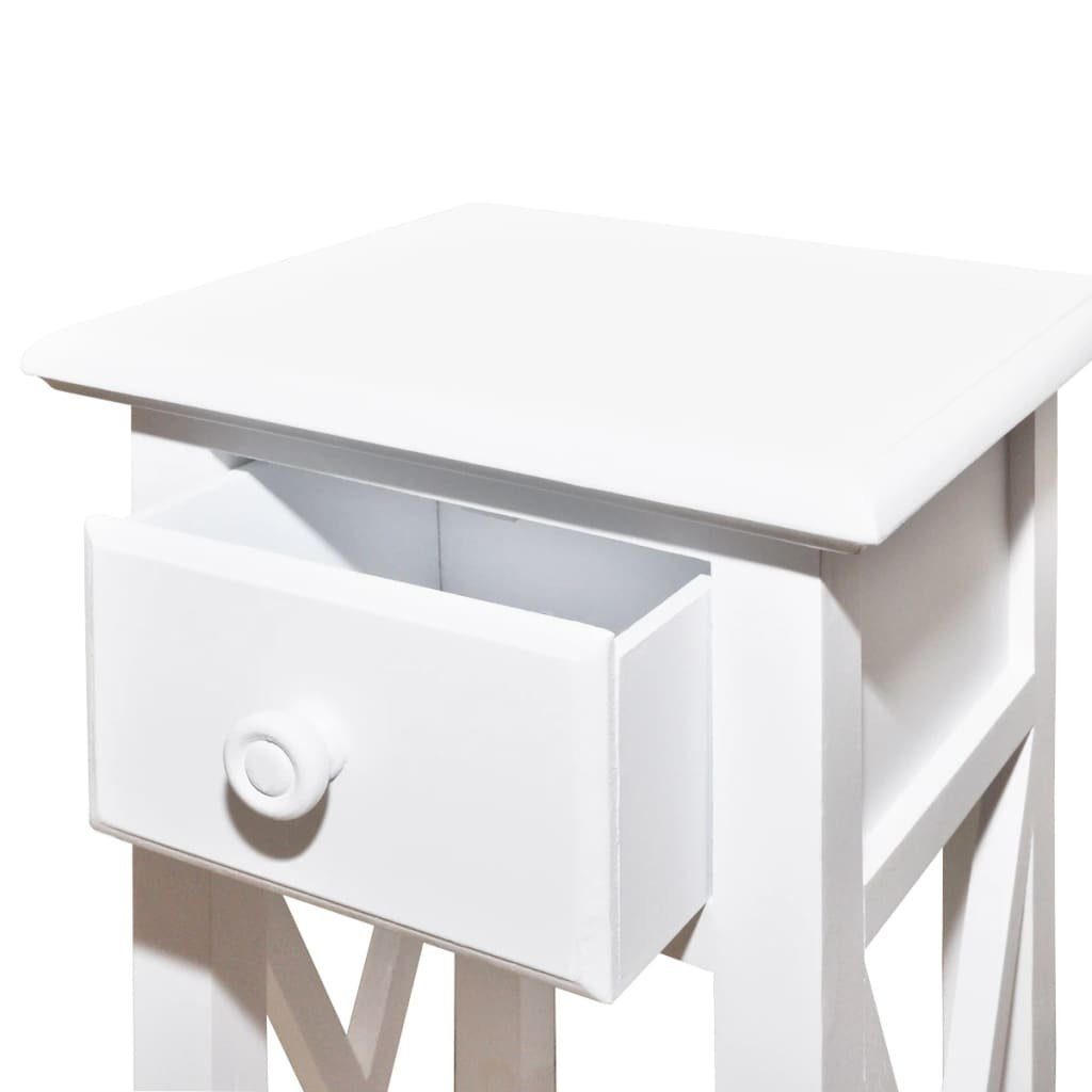 Weiß vidaXL mit Beistelltisch Weiß | Beistelltisch (1-St) Weiß Schublade