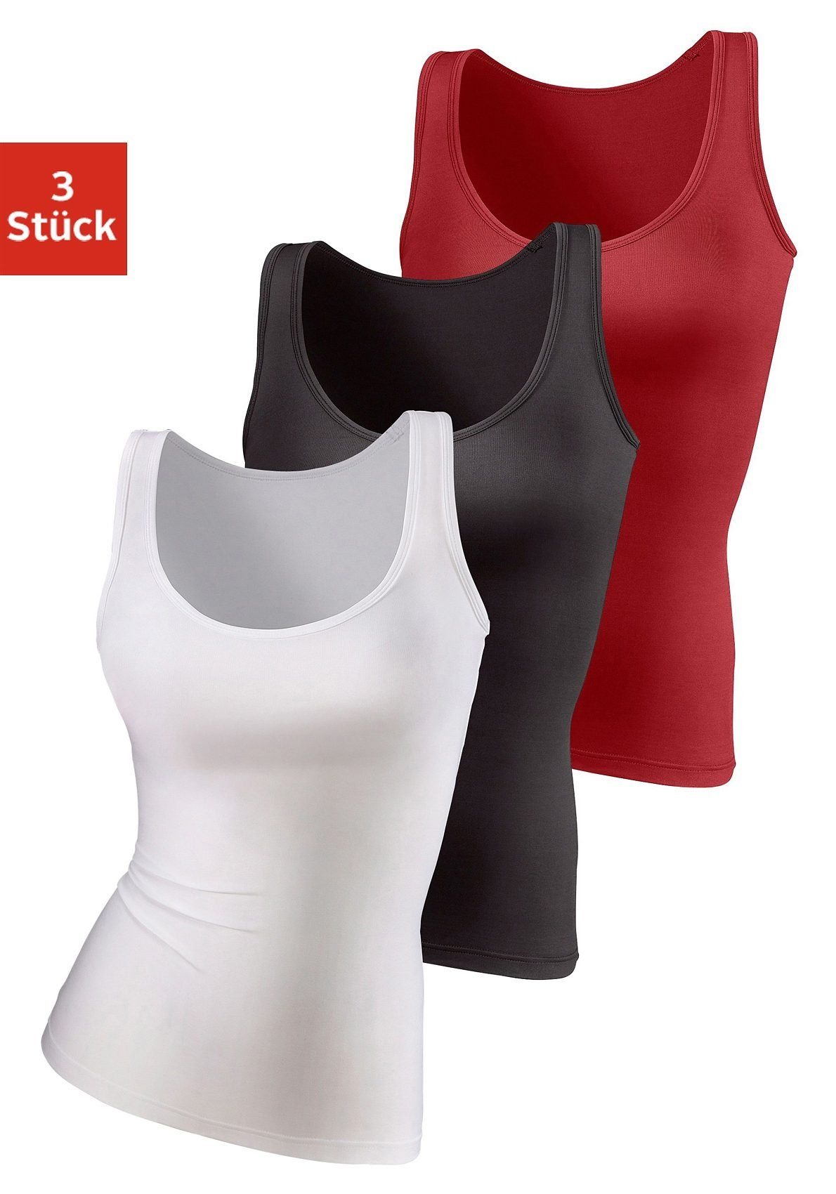 Vivance Active by Lascana Unterhemd (3er-Pack) aus weicher Microfaser, Tanktop, Unterziehshirt