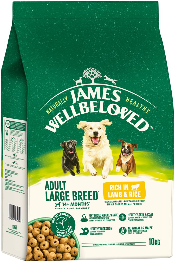 James Wellbeloved JAMES WELLBELOVED™ Hund für große Hunde Lamm & Reis 10kg, Trockenfutter für: Hunde