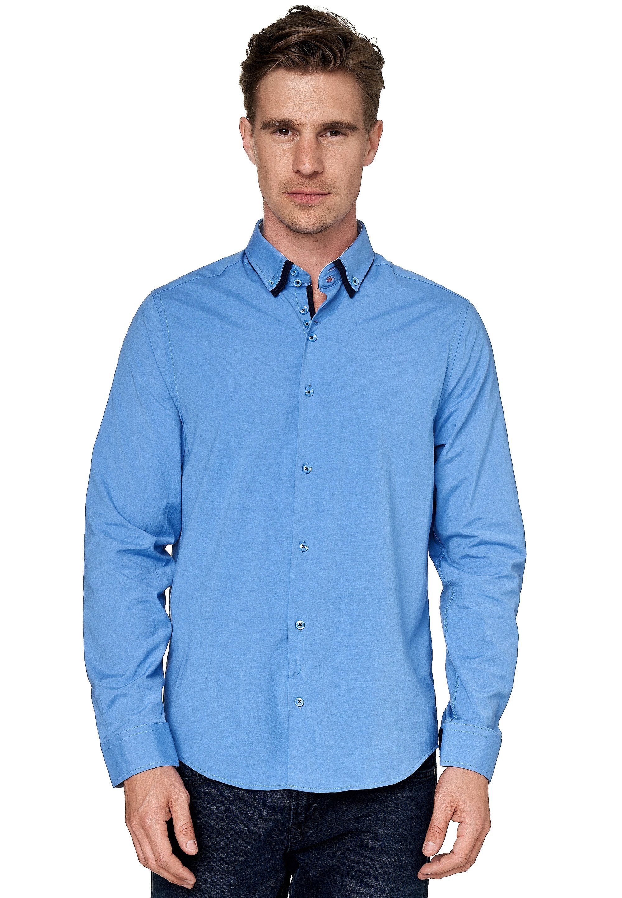 Rusty trendigen Neal Hemden mit Langarmhemd Kontrast-Elementen