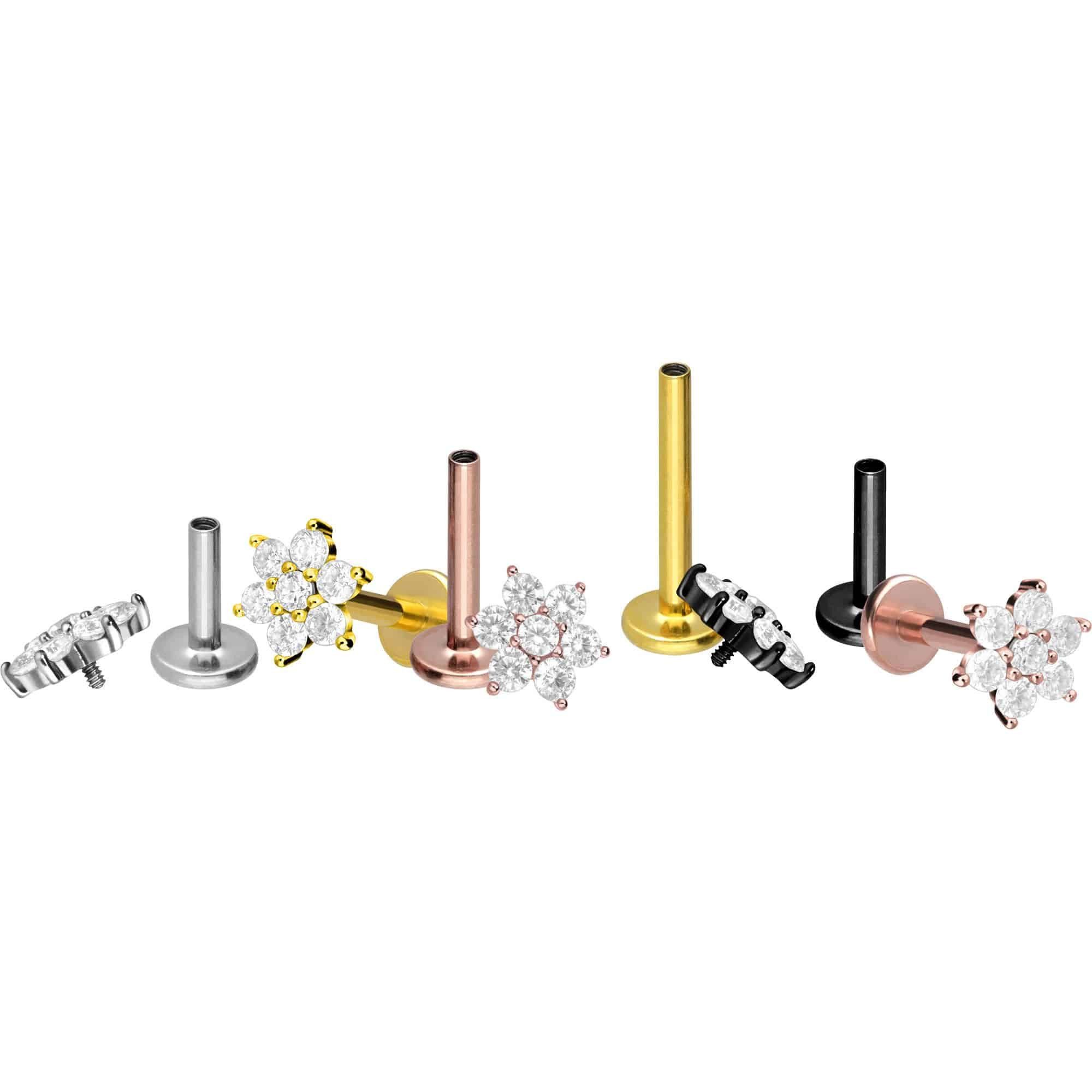 PIERCINGLINE Piercing-Set Titan Labret mit Innengewinde KRISTALLBLUME (Labr günstig online kaufen