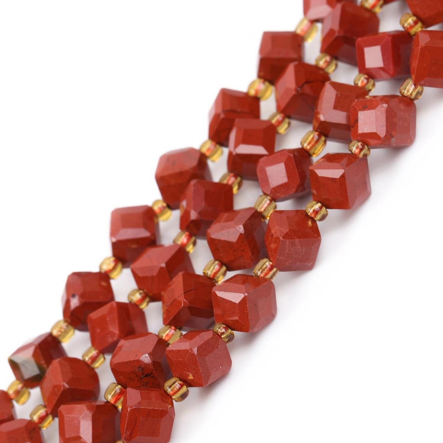 LuxusKollektion Bastelperlen Jaspis Abstandshalter rot 6x8mm, (40-tlg)