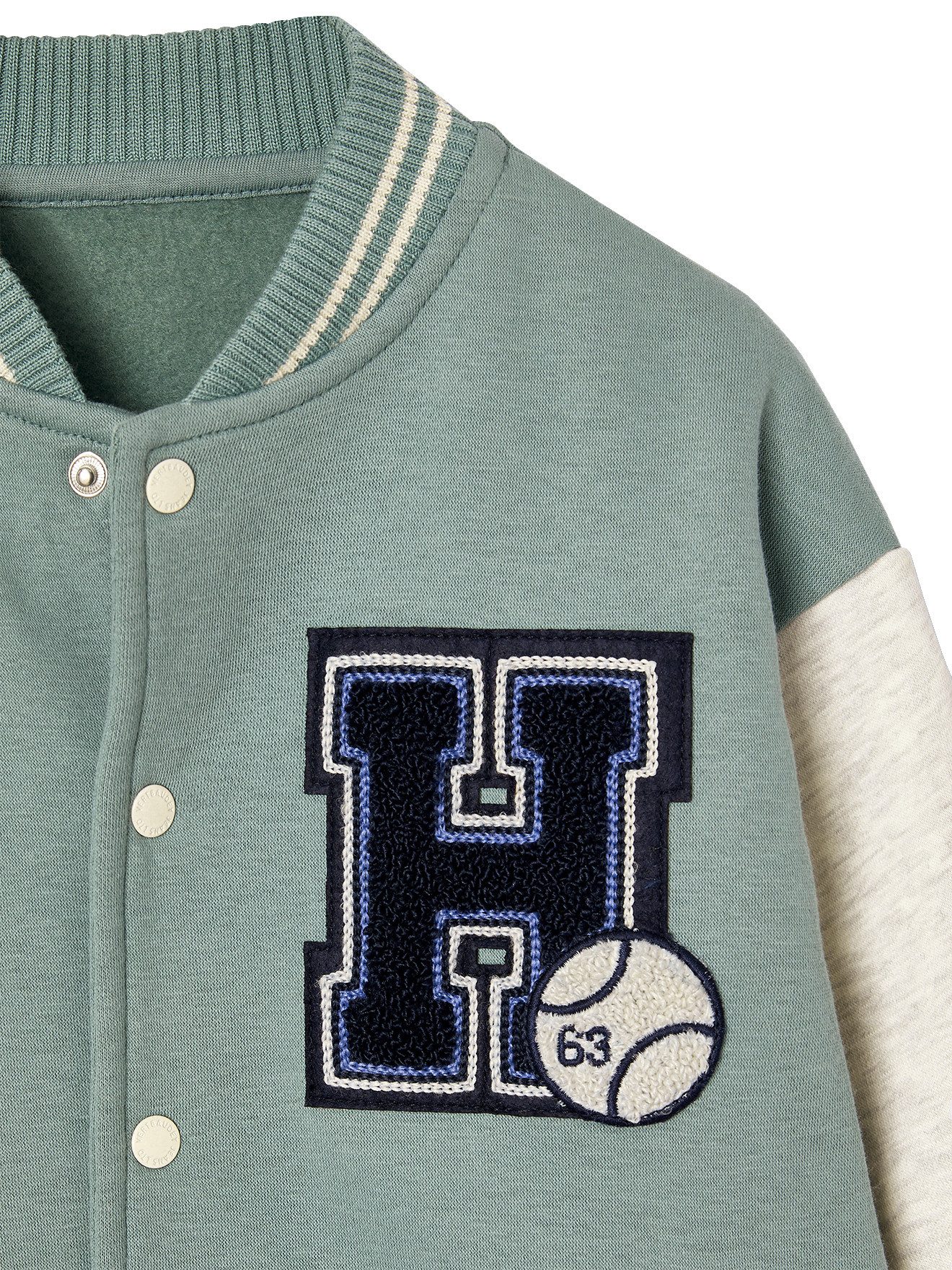 vertbaudet Fleecepullover College-Sweatjacke mit Aufnäher Jungen