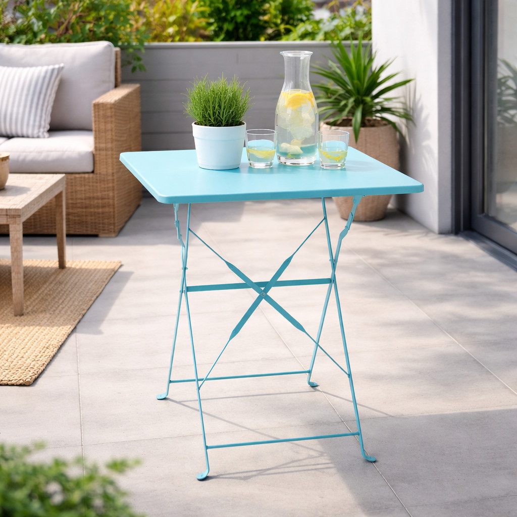 Mojawo Küchentisch Bistrotisch Klapptisch Campingtisch Balkontisch Türkis B60xH71cm