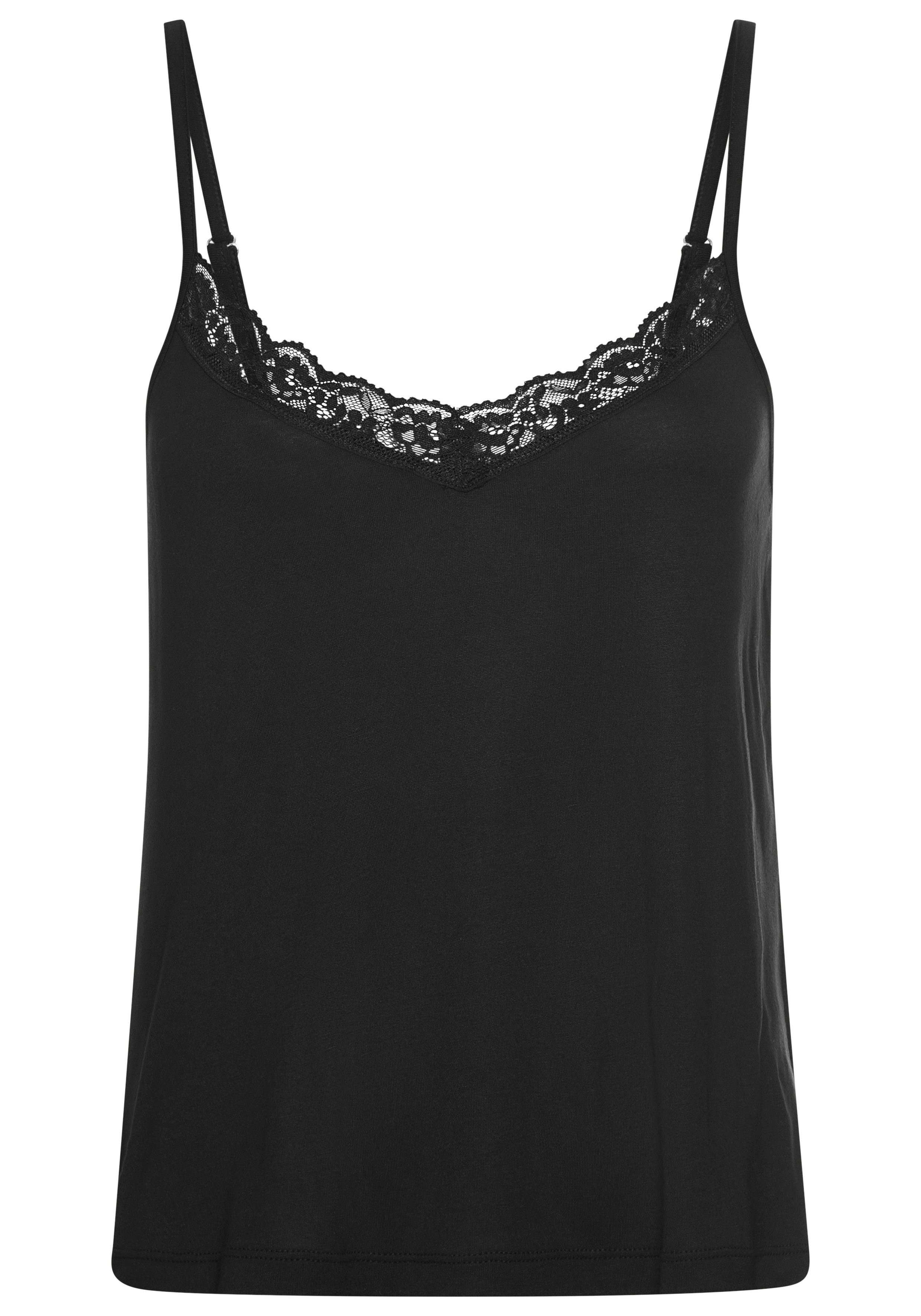 LASCANA Pyjamaoberteil (1-teilig) mit Spitze am V-Ausschnitt