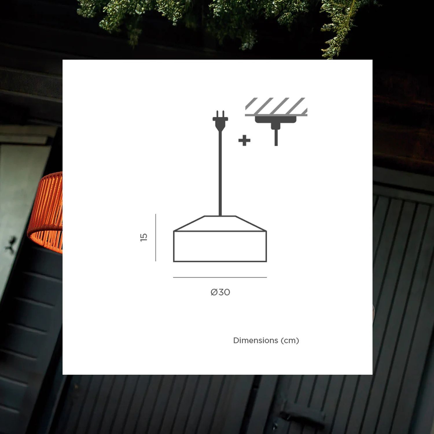 Licht-Erlebnisse Außen-Deckenleuchte JEJU, ohne Leuchtmittel, LED IP54 Ø 30 cm in Terracotta Seil Lampenschirm Boho außen Outdoor