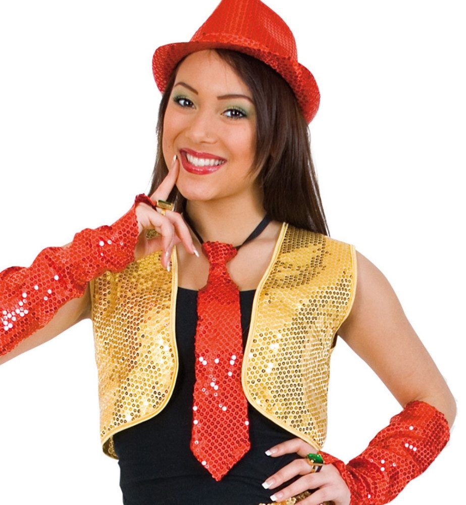 Fries Kostüm Damen Paillettenweste Weste Silber Gold oder Rot M oder XL Karneval