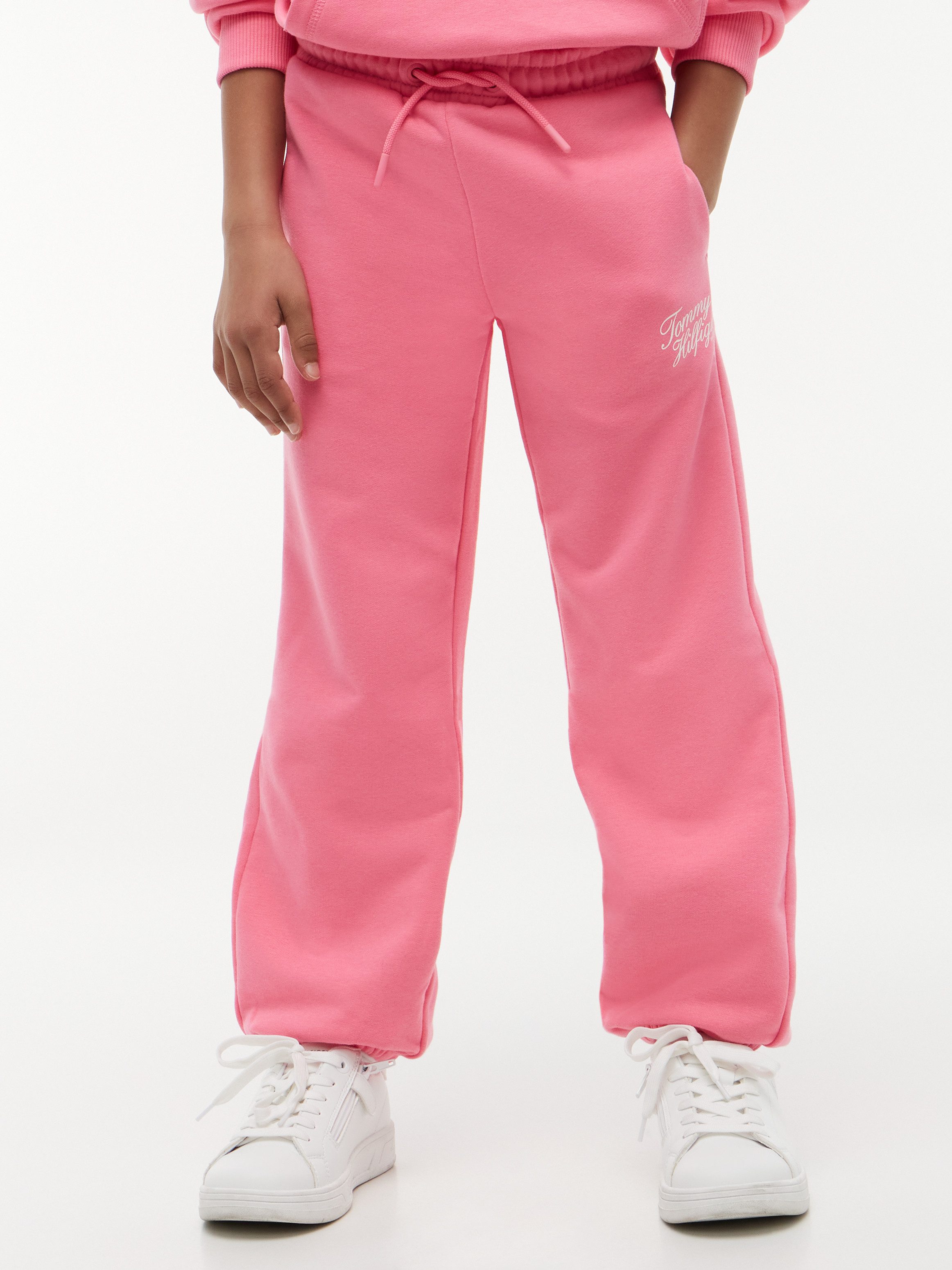 Tommy Hilfiger Sweathose TOMMY SCRIPT SWEATPANTS Regular Fit, Elastische Bündchen, Kinder bis 16 Jahre