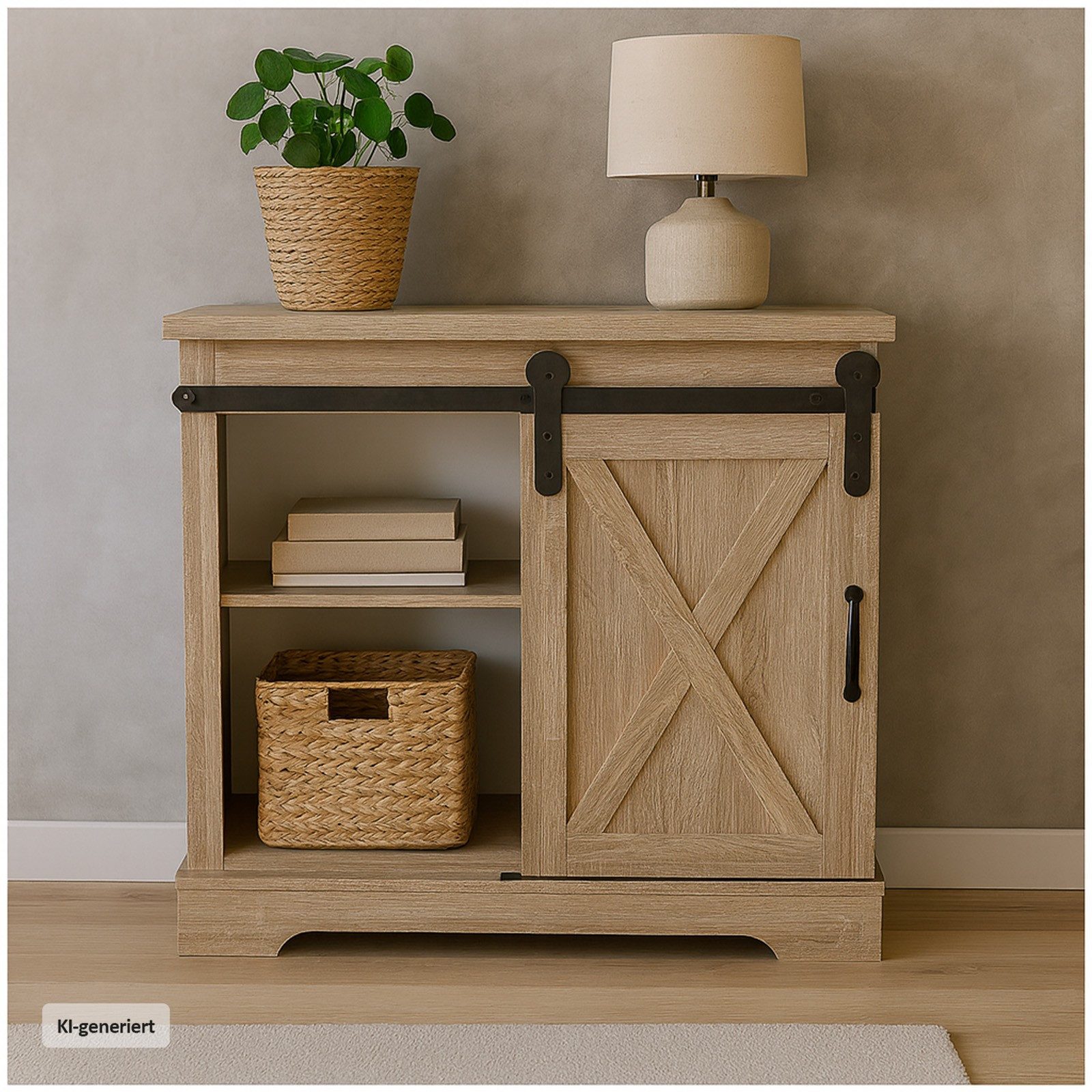 HTI-Living Kommode Kommode mit Schiebetür Thekla Landhaus Sonoma (Stück, 1 St., 1 Schrank ohne Dekoration), Sideboard Buffetschrank