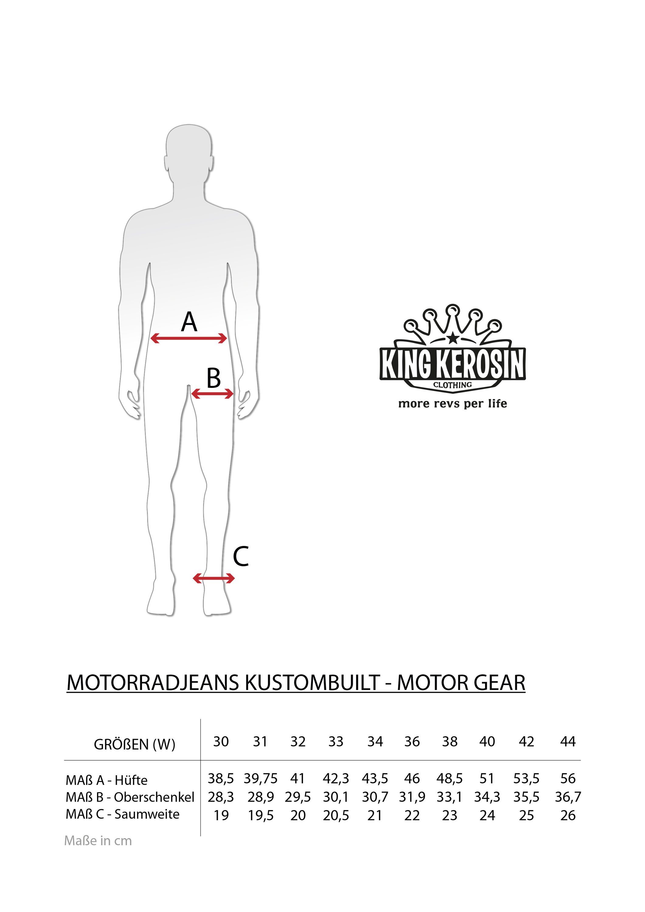 KingKerosin Motorradhose Kustombuilt - Motor Look 5-Pocket im Gear