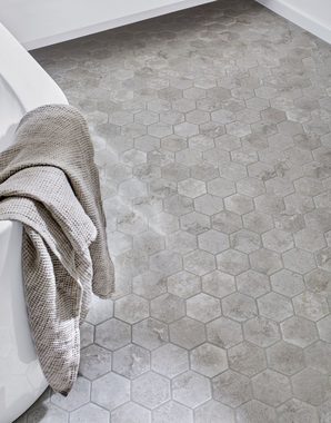 Mosani Mosaikfliesen Hexagonale Sechseck Mosaik Fliese Keramik grau XL Küche WC Bad