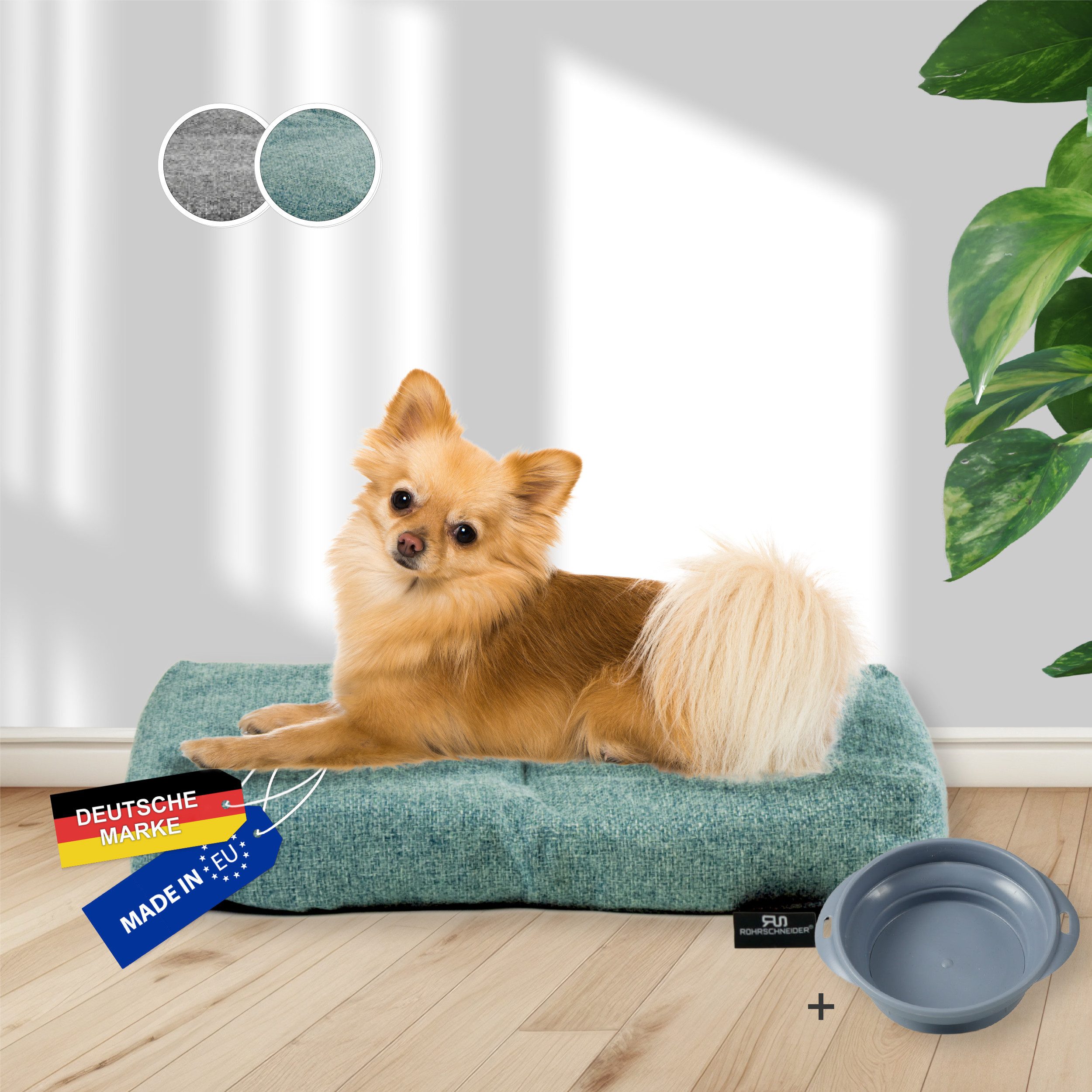 Rohrschneider Подушка для животных Made in EU Anti-Rutsch strapazierfähiges Hundekissen Gr. 1 türkis, 1-3 Steppnähte