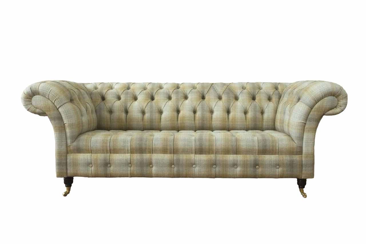 JVmoebel Chesterfield-Sofa, Sofa Design Chesterfield Dreisitzer Klassisch Sofas Textil Wohnzimmer