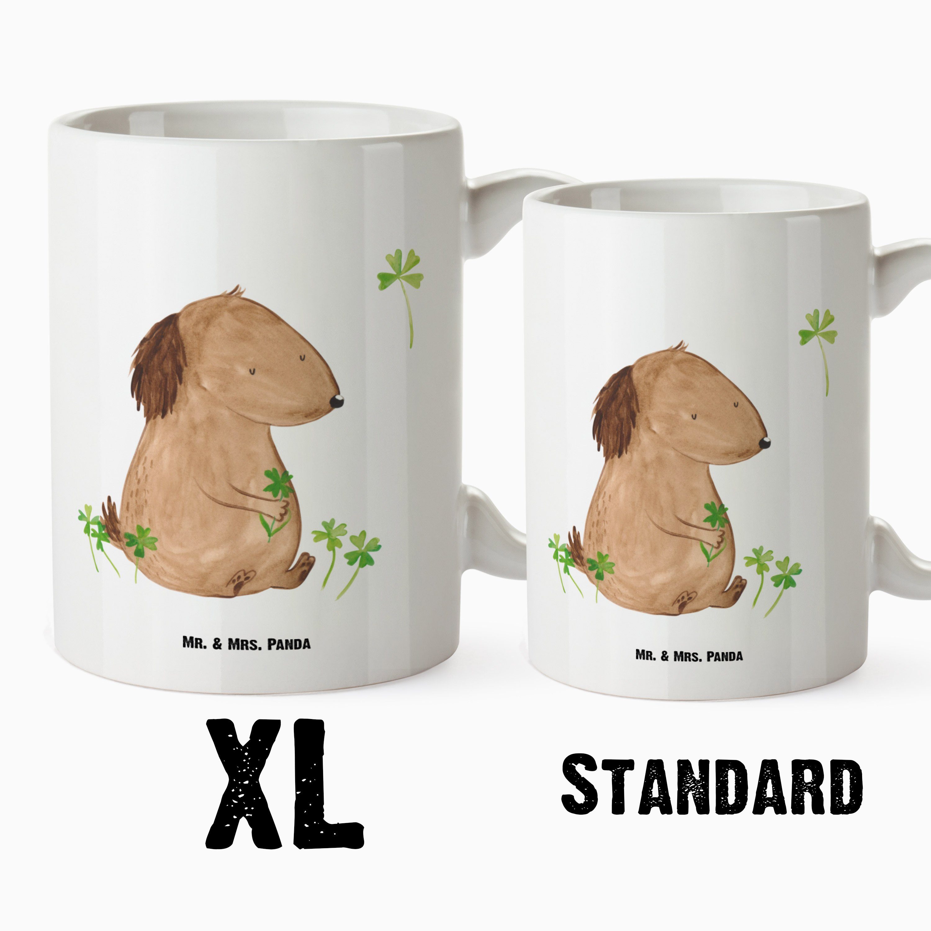 Kleeblatt Mrs. - Weiß flauschig, Mr. Geschenk, & Motivation, - A, XL Keramik Panda Tasse Hund Tasse Hundemama,