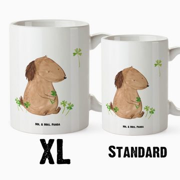Mr. & Mrs. Panda Tasse Hund Kleeblatt - Weiß - Geschenk, Motivation, Hundemama, flauschig, A, XL Tasse Keramik, Einzigartiges Design