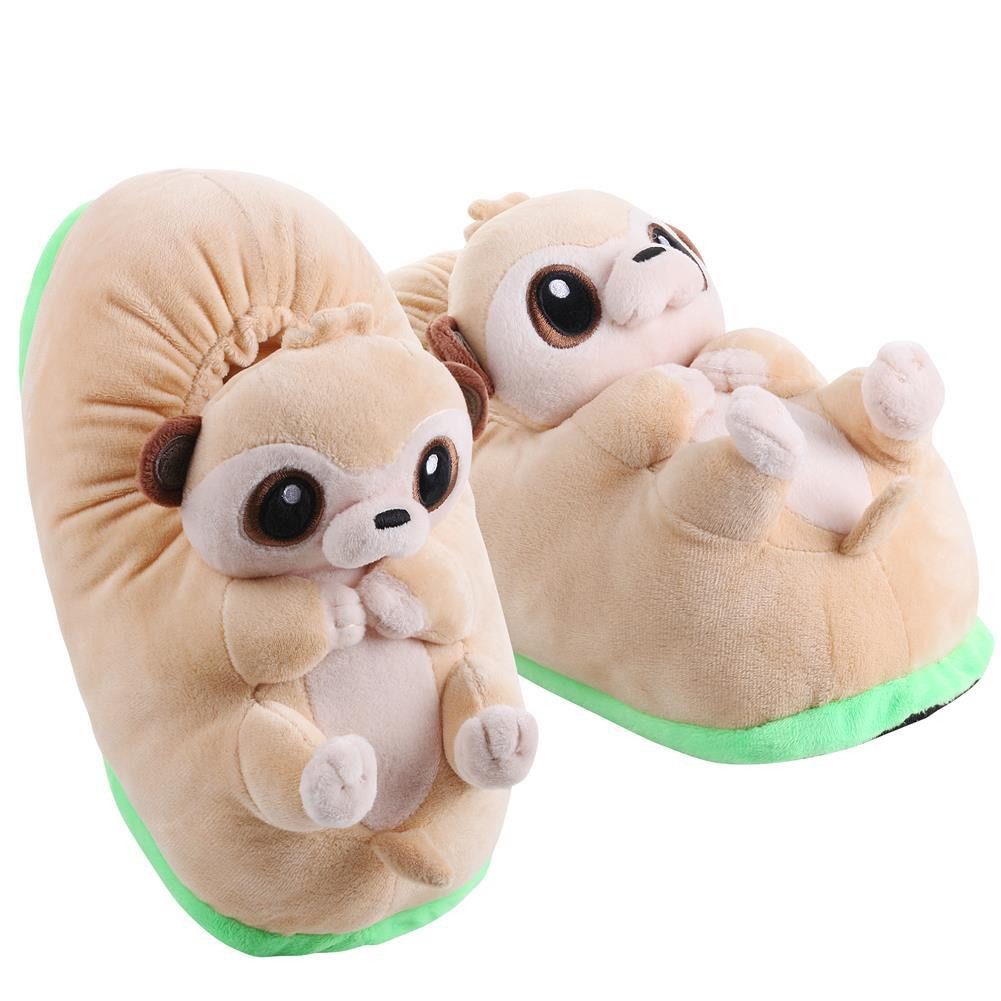 Corimori Tier Pantoffeln für Erwachsene Einheitsgröße 34-44 Plüsch Hausschuhe (Packung, Geschenk) EU Einheitsgröße 34-44, Erdmännchen Joey, für Kinder und Erwac – Bild 4 von 4