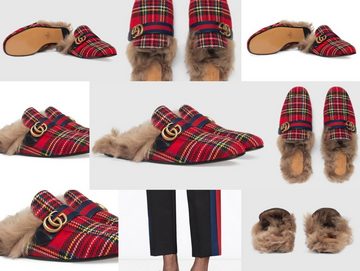 GUCCI Gucci Princetown Tartan -lined Double G Slipper Sandalen Sandals Sc Sneaker