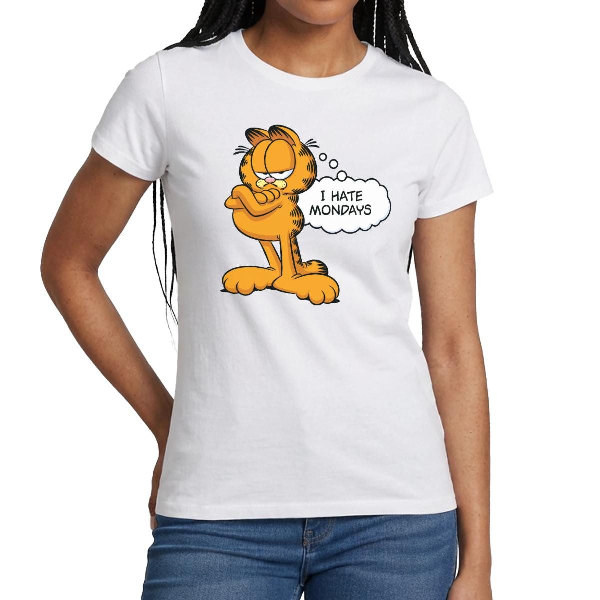 Spreadshirt T-Shirt Garfield Ich Hasse Montage Mondays Montag Frauen T-Shirt (1-tlg) Slim Fit, fällt klein aus