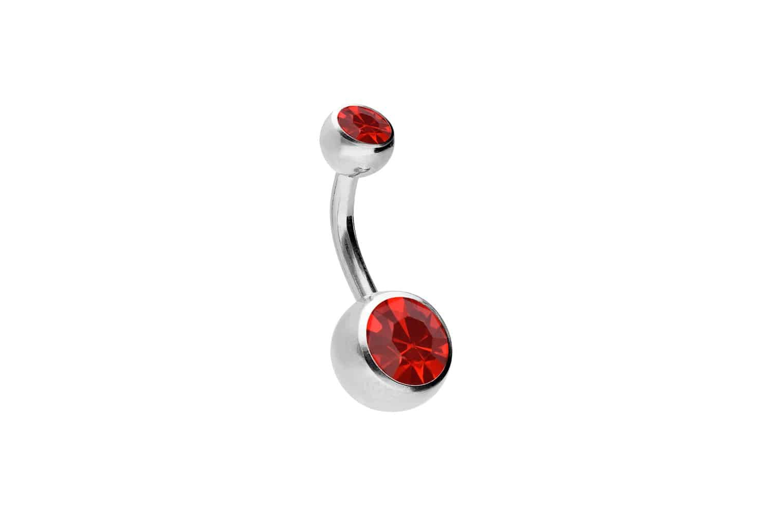 Bauchnabelpiercing Chirurgenstahl Bananabell ZWEI KRISTALLE