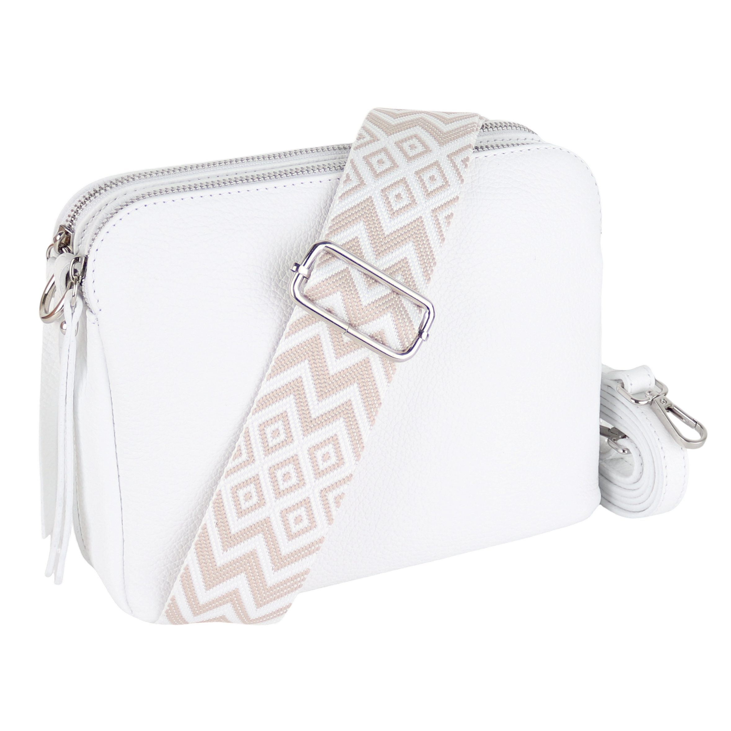 MIRROSI Schultertasche aus Echtleder, hergestellt in Italien, mit 2 Riemen (ca.24x18x9cm), Umhängetasche, Crossbody Bag, verstellbaren Schulterriemen