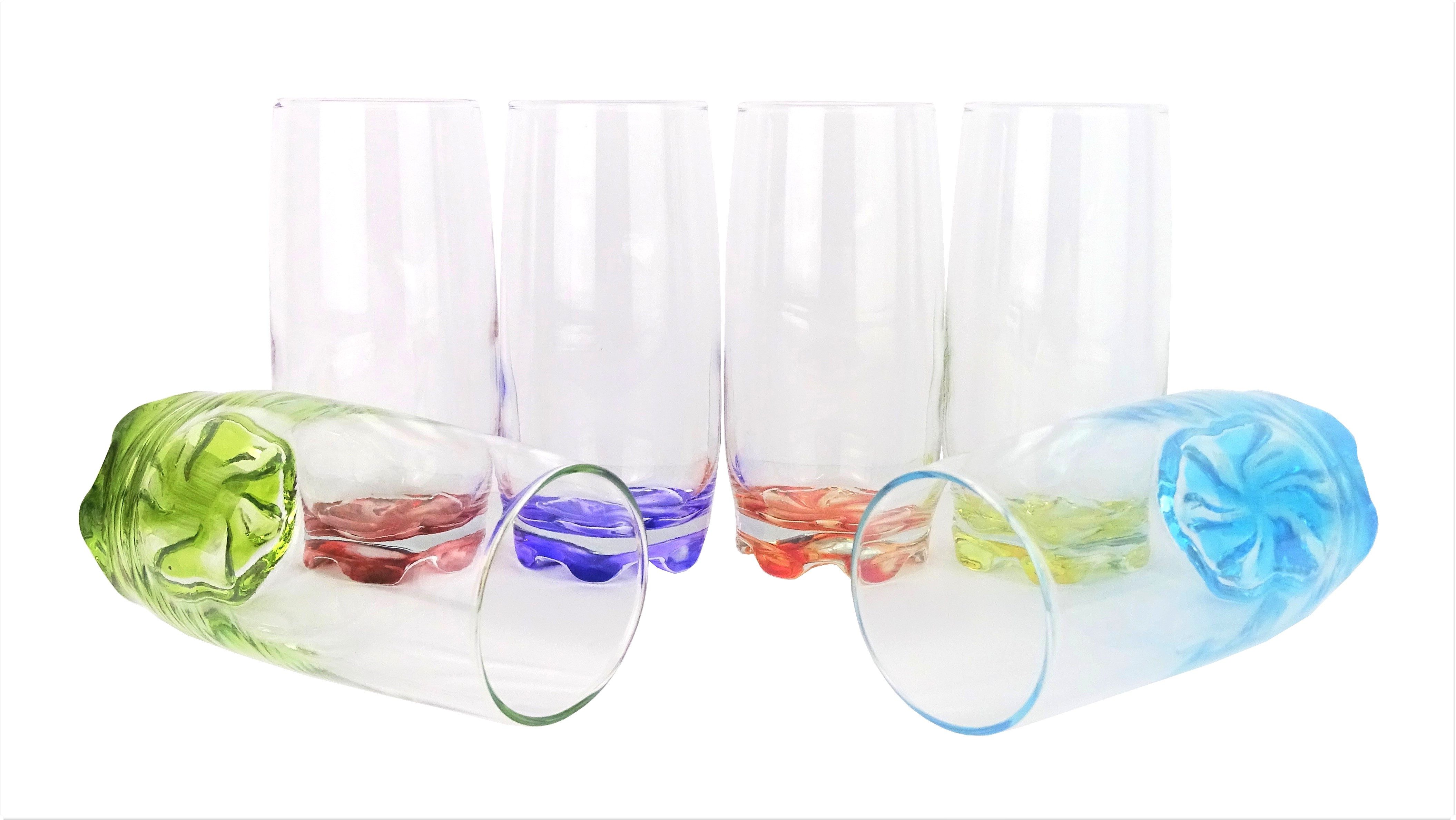 LAV Gläser-Set 6x Trinkgläser / Saftgläser / Wassergläser / Longdrinkgläser, 6-tlg., Füllmenge 350ml / 6 verschiedene Farben