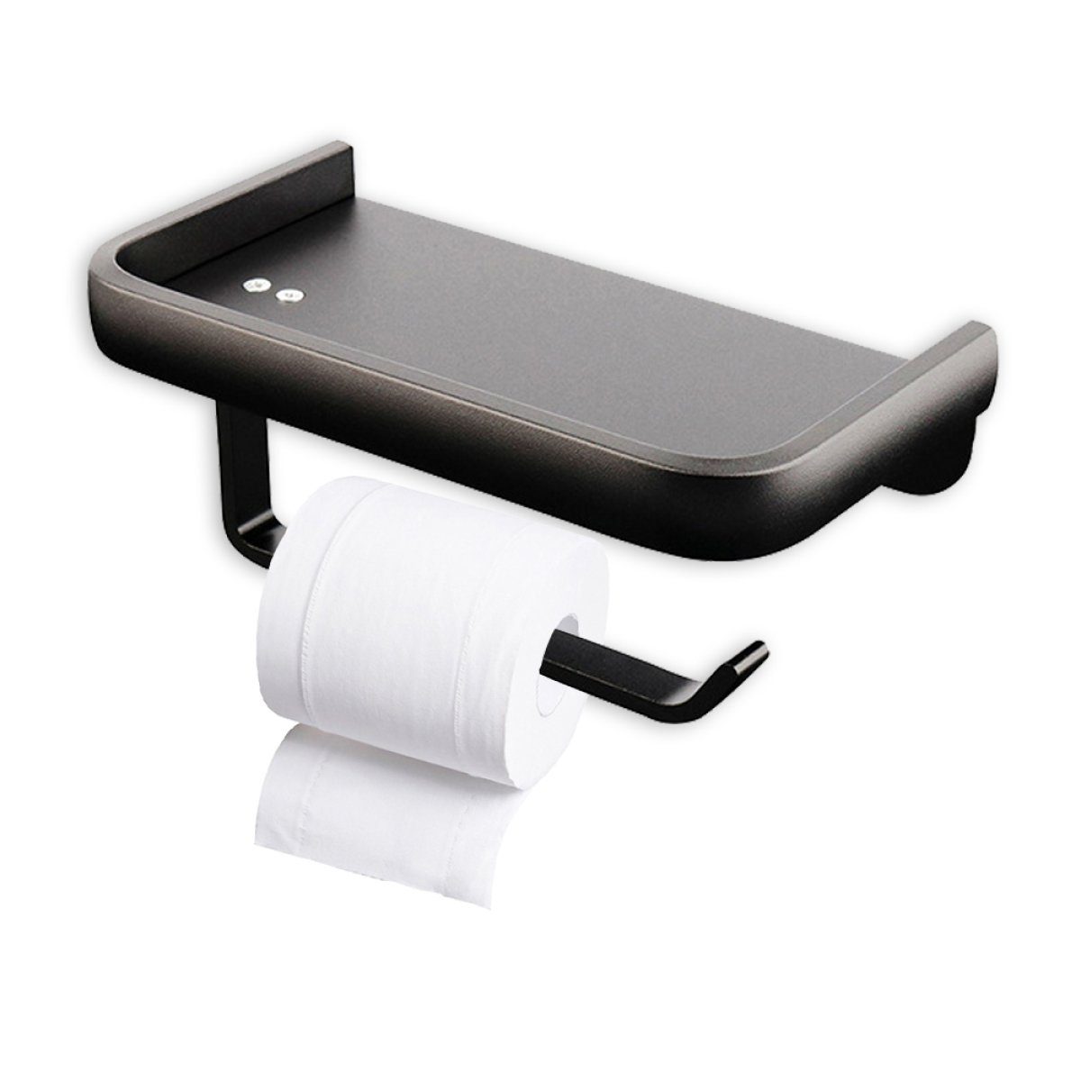 JedBesetzt Toilettenpapierhalter Toilettenpapierhalter mit Ablage ohne Bohren, Klopapierhalter Schwarz