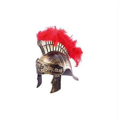 Holzspielerei Spielzeug-Helm Römerhelm royal, aus Kunststoff, Gold, mit Feder