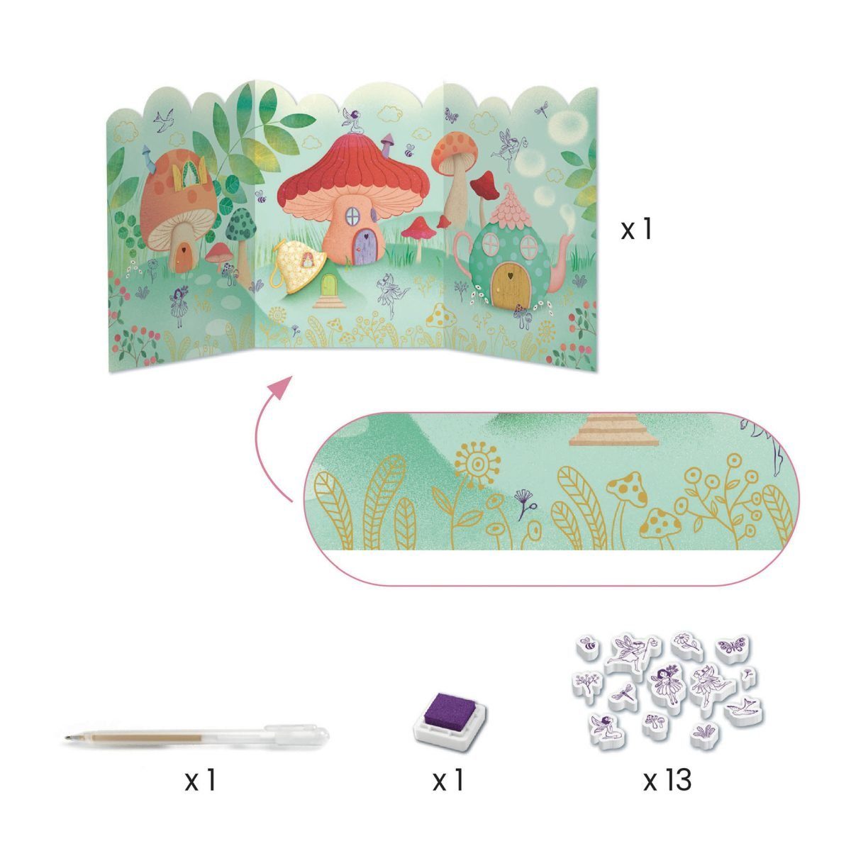 DJECO Kreativset Multi-Activity Kit Feen mit verschiedenen Aktivitäten Box Kinder 6 für