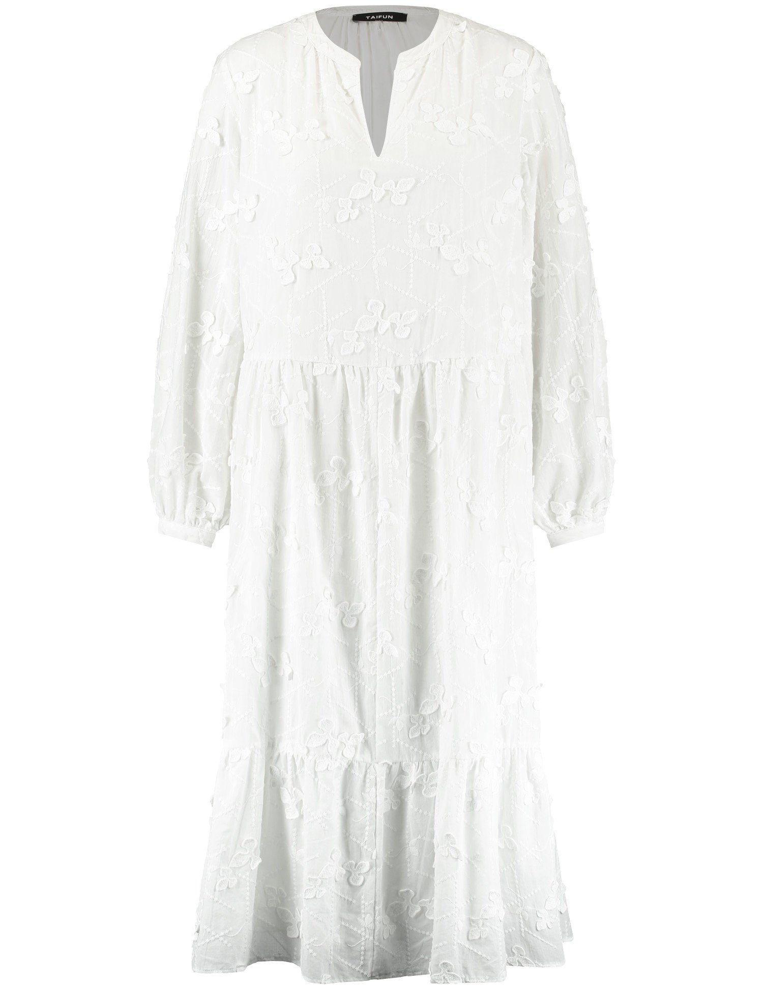 Baumwollspitze mit A-Linien-Kleid Taifun Minikleid Offwhite Leichtes