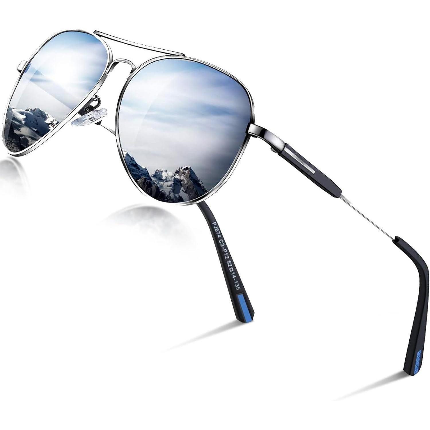 LuxusKollektion Pilotenbrille Sonnenbrille Herren Damen Polarisiert Pilotenbrille Silber Verspiegelt