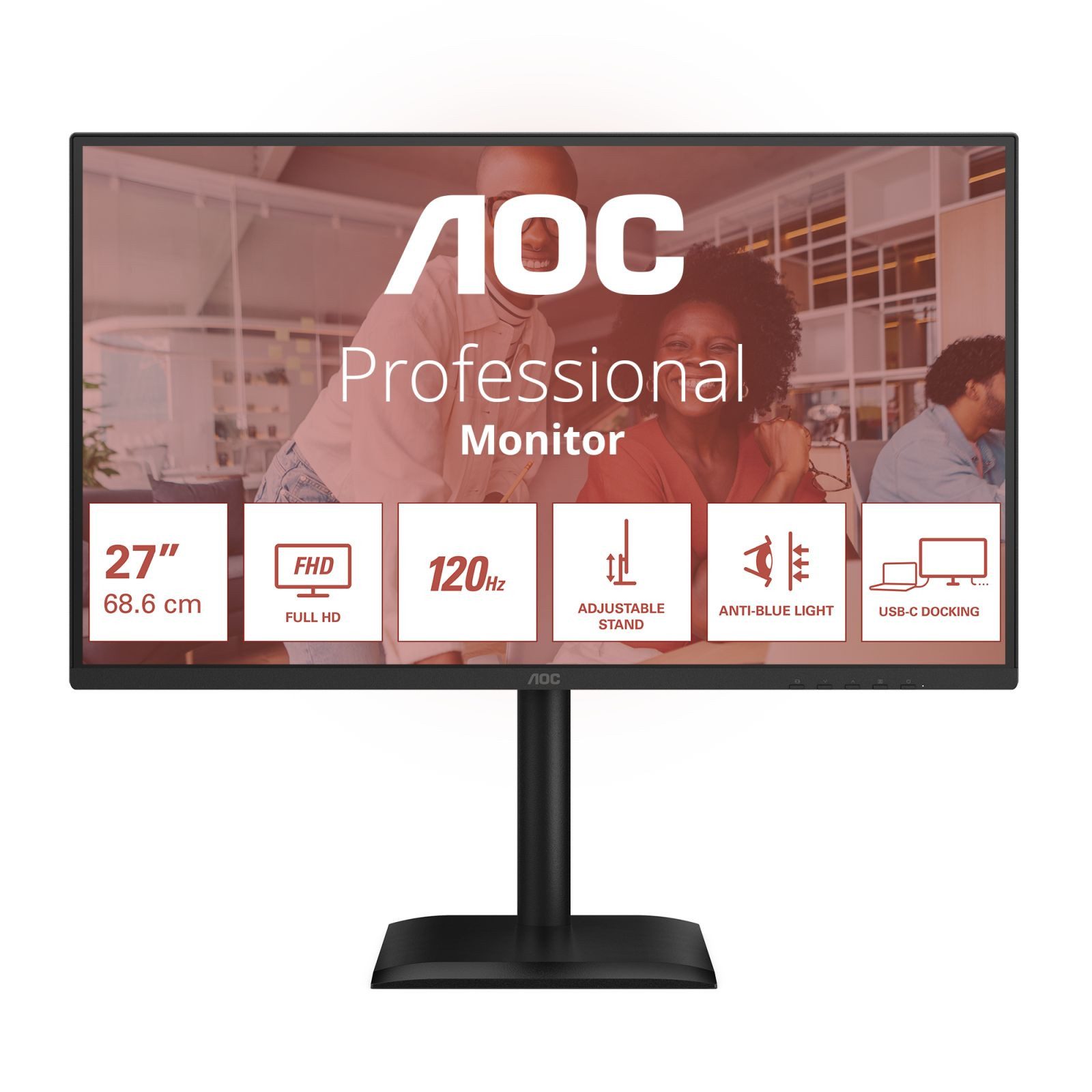 AOC 27E4CV - 27-INCH FULL HD MO 1920X1080 120 HZ HDMI 1.4 DISPLA TFT-Monitor (1920 x 1080 px, Full HD, 4 ms Reaktionszeit, 120 Hz, IPS, Lautsprecher, HDCP, Kopfhörerbuchse, Pivot, Höhenverstellbar)