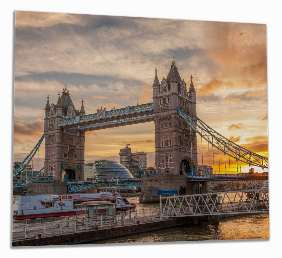 Wallario Herd-Abdeckplatte Tower Bridge - London bei Sonnenuntergang,  ESG-Sicherheitsglas, (Glasplatte, 1 tlg., inkl. 5mm Noppen), verschiedene  Größen
