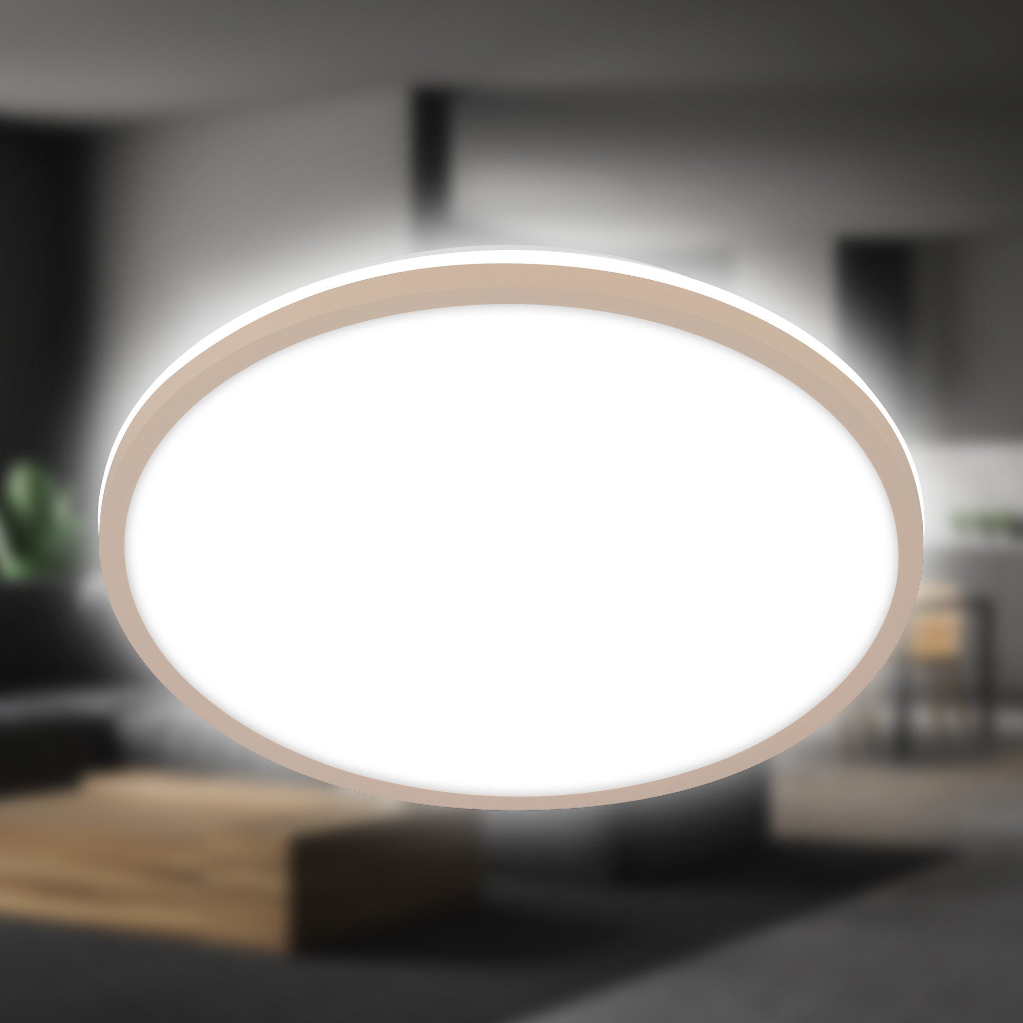 Briloner Leuchten Deckenleuchte LED Deckenlampe Extra-Warmweiß Backlighteffekt IP20, LED fest integriert, 2700K - Extra - Warmweiß, mit Backlighteffekt, IP20, silber, 28 cm