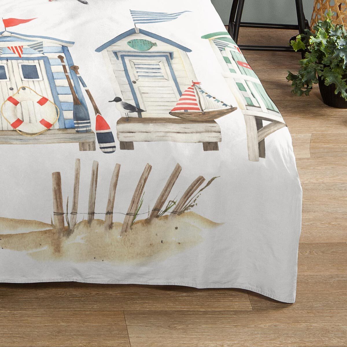 TRAUMSCHLAF Bettwäsche Strandhäuser, Renforce, 2 teilig, maritimes Design aus 100% Baumwolle