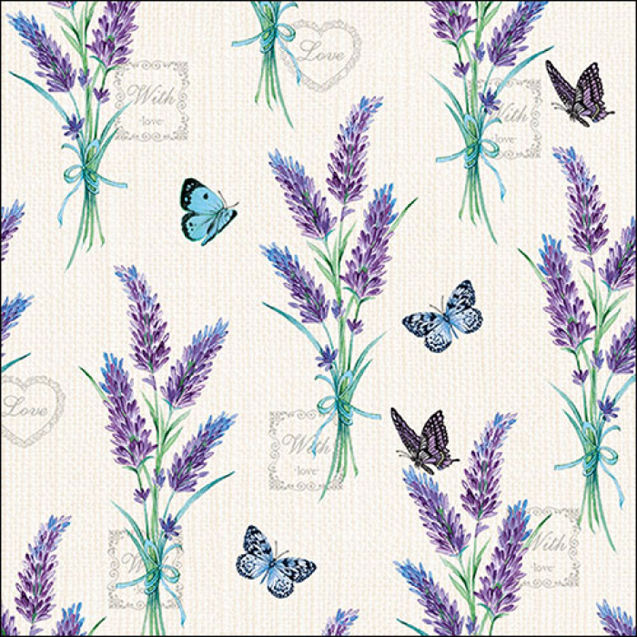 Ambiente Luxury Paper Products Papierserviette, Servietten Papier 33x33cm 3-lagig mit Lavendelmotiv 20 Stück