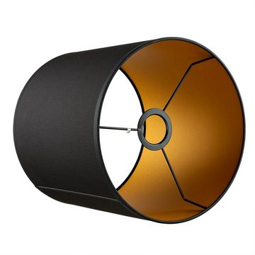 Licht-Erlebnisse Lampenschirm GLIONA, Stoffschirm für Stehleuchte Zylinder Ø 25,5 cm Schwarz Gold