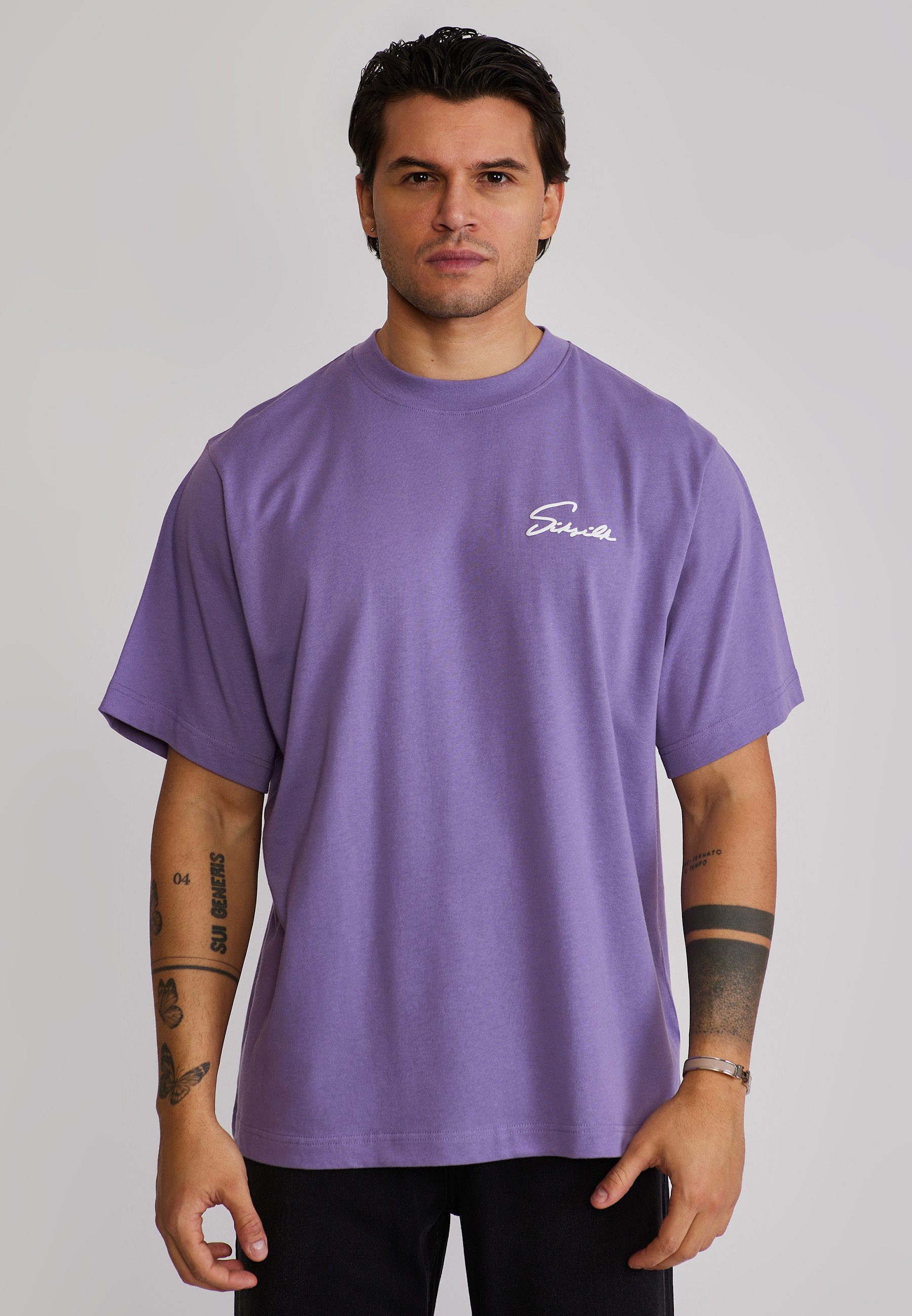 Siksilk T-Shirt SikSilk Herren Lila Script T-Shirt