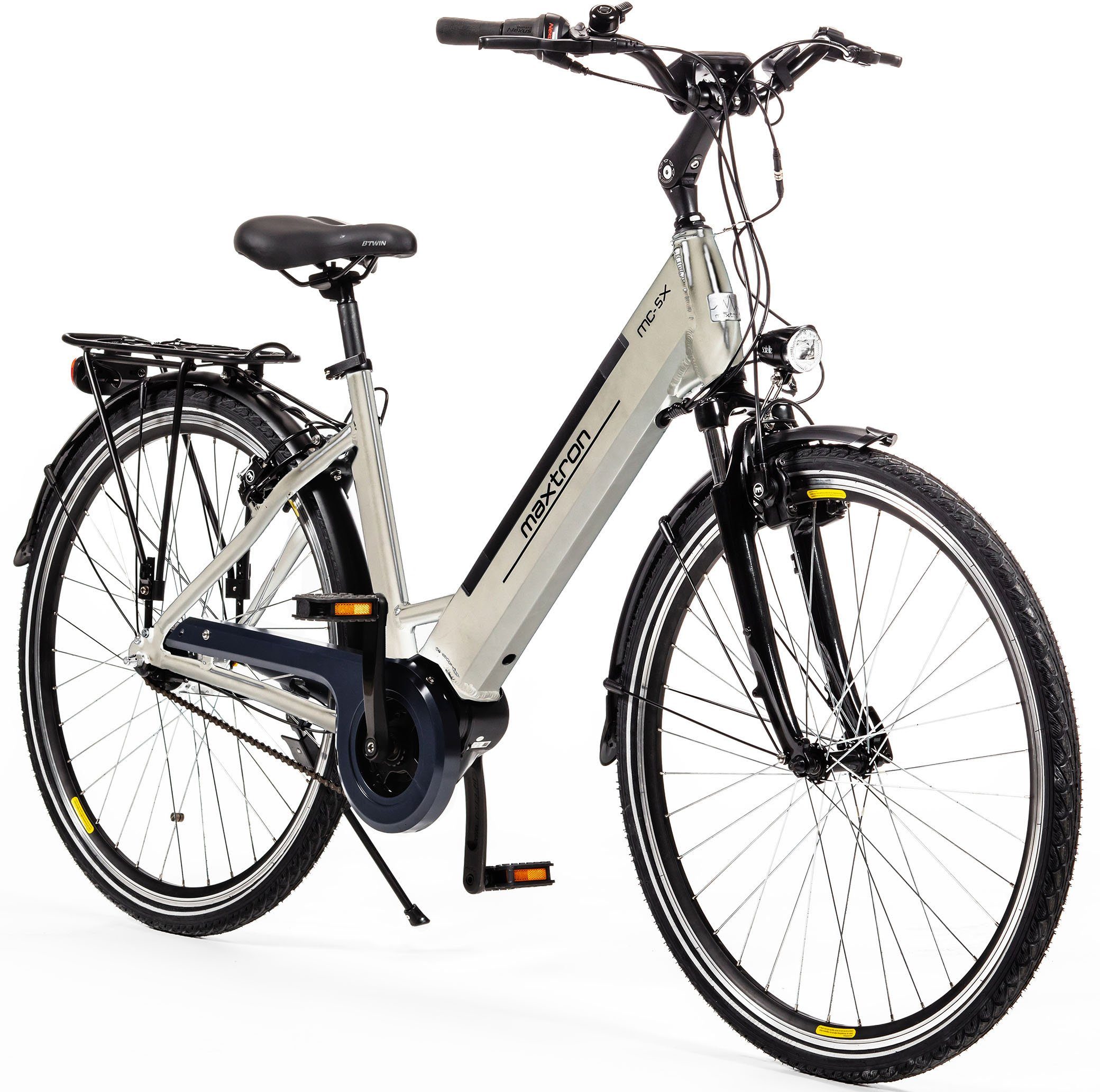 Maxtron E-Bike Cityrad MC 5X, 7 Gang Shimano Nexus Schaltwerk, Nabenschaltung, Mittelmotor, 360 Wh, Pedelec, Elektrofahrrad für Damen u. Herren
