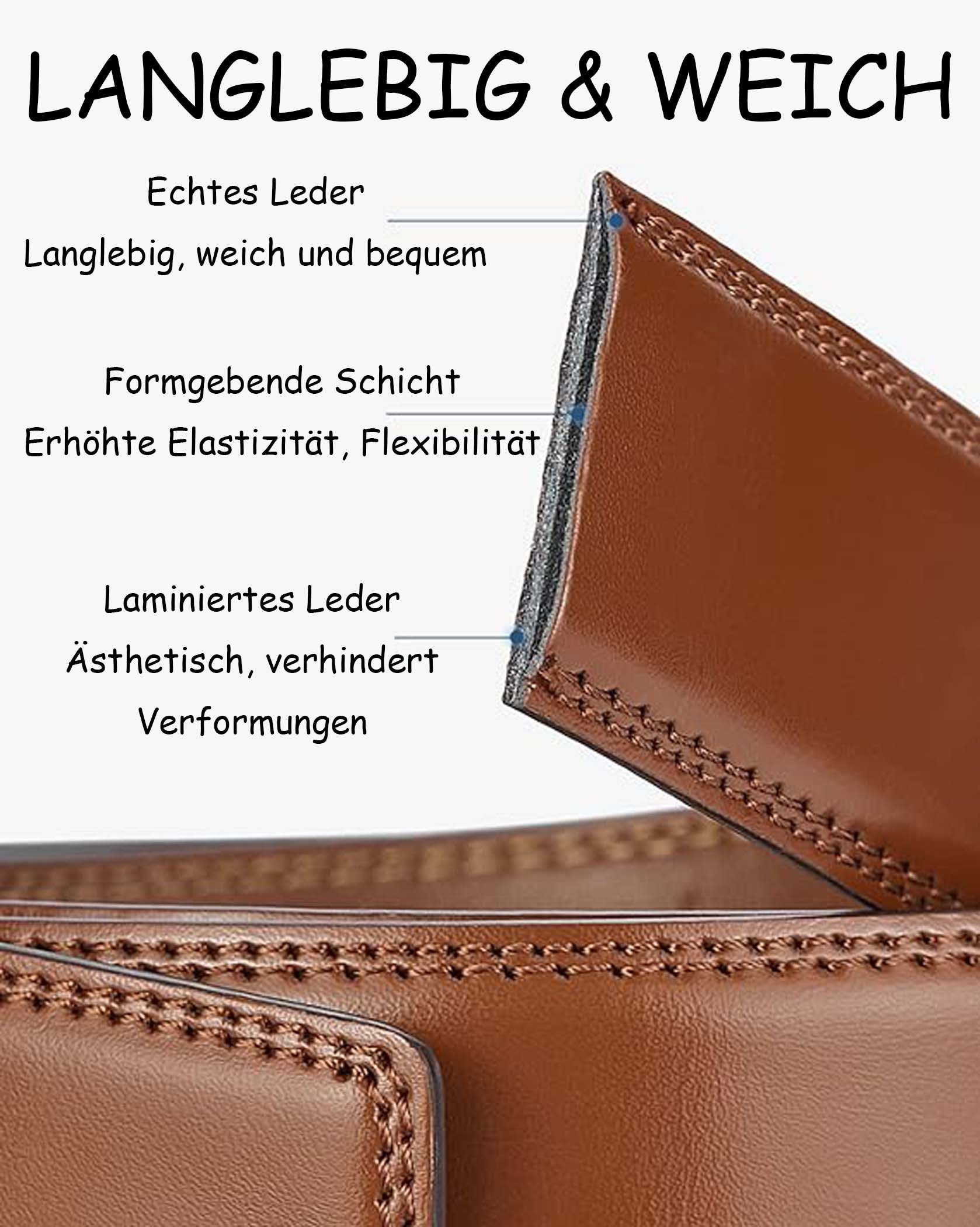 Zaewry Ledergürtel Gürtel Herren, Gürtel Ratsche Gürtel Automatikschließe – Bild 3 von 5