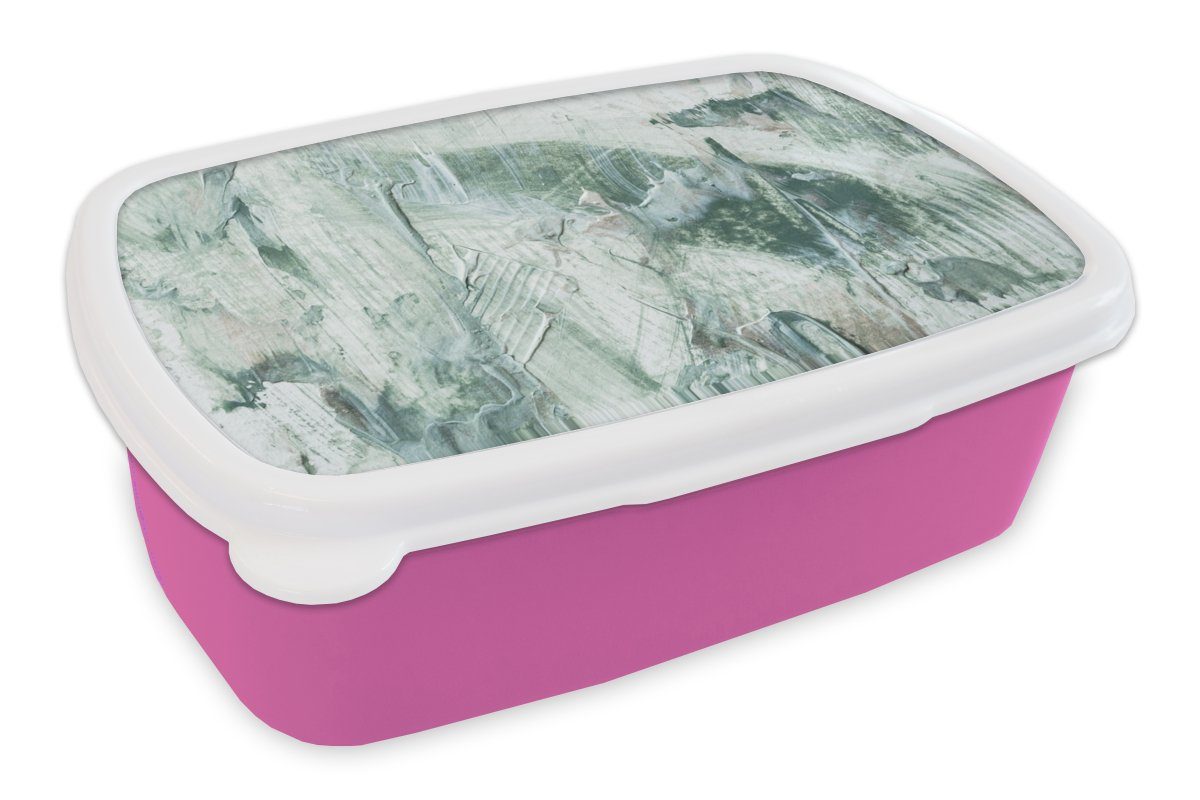 MuchoWow Lunchbox Gartendekoration - Farbe - Abstrakt, Kunststoff, (2-tlg), Brotbox für Erwachsene, Brotdose Kinder, Snackbox, Mädchen, Kunststoff rosa